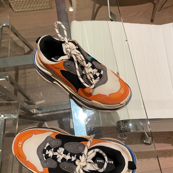 Balenciaga Triple S Trainers in Orange and Blue - Picture 3 of 4